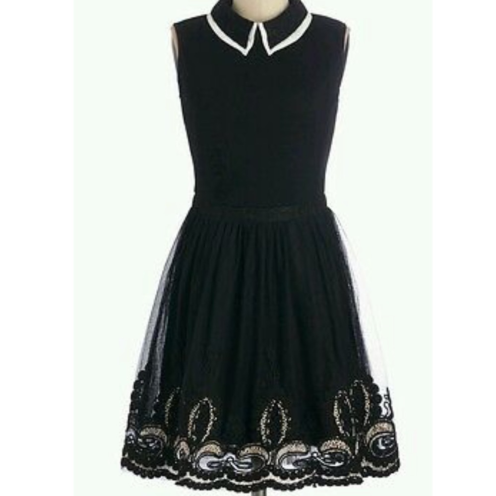 Mod Cloth black Peter Pan collar dress sz L